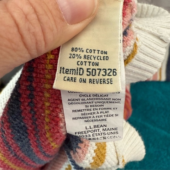 L.L. Bean Women's L Colorful Striped Textured Knit Sweater Size L PTP 21" - Picture 4 of 5